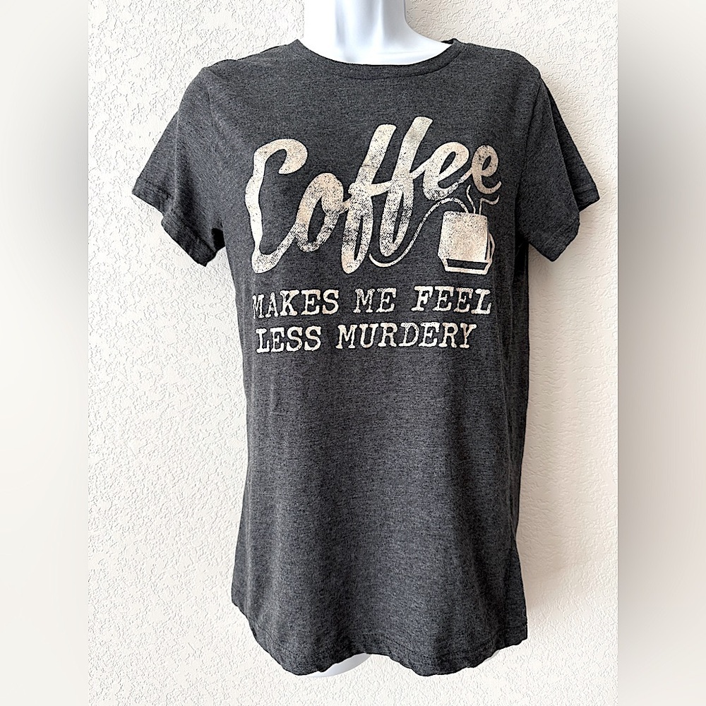 CRAZY DOG Graphic Tee with Coffee Print Women’s Sz M